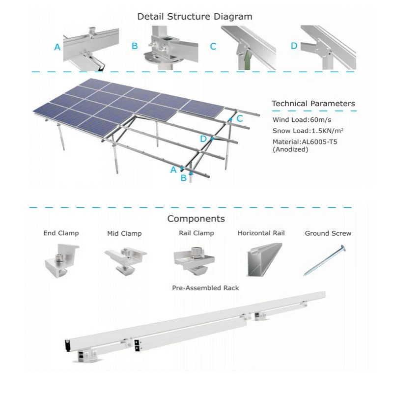 Galvanized Steel Solar Ground Mounting System Bracket Detail Description